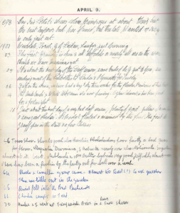 Diary extract April 9th