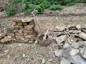 Clearing up stones and bricks