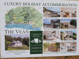 new advertorial sign for The Vean and our holiday lets