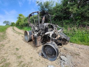 burnt out tractor