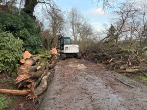 The other team is working up the drive