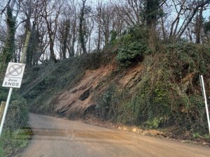 landslide on Porthluney Hill