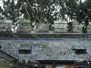 The battlement above the toilets