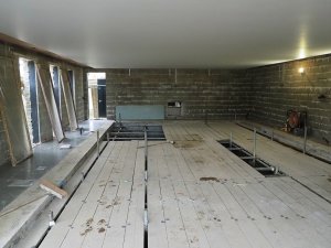 The roof goes in at the swimming pool