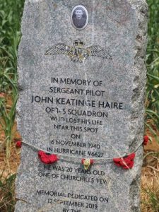 memorial to a hurricane pilot